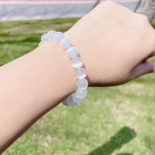 Mhfdo old phoenix quality oidsg cat's eye candy color cat's eye bracelet crystal bracelet summer women's bracelet fine white cat's eye stone about 10 mm 20 beads