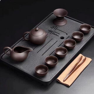 Meikejie's new tea set, a complete set of purple sand kung fu tea sets, home tea tray, office reception ceramic tea set, teapot, purple sand tea set, tea tray set (teapot)