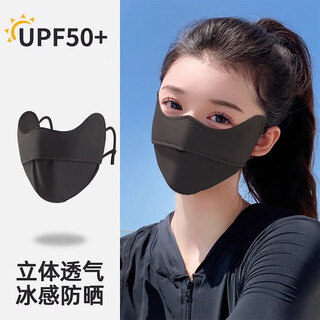 Yaso sunscreen mask for women, anti-uv sunshade mask, ice silk eye protection, breathable, thin, washable, easy to breathe, three-dimensional, mysterious black (ice sunscreen)