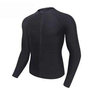 Pauline pesery one-piece swimsuit men's diving suit quick-drying sunscreen jellyfish suit surfing suit slimming hot spring split swimsuit black zipper single top m