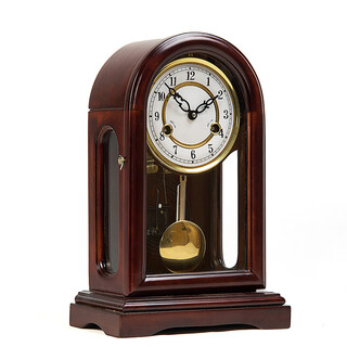 Pure copper movement mechanical desk clock living room old-fashioned solid wood dotted time pendulum clock winding chain spring retro table clock solid wood mechanical desk clock height 38cm width 24cm 12 inches