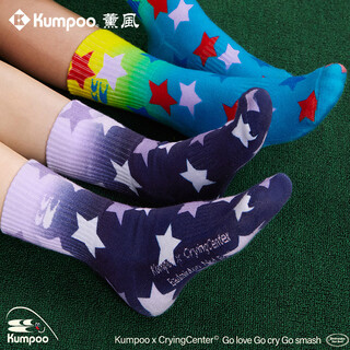 薰风（KUMPOO）羽毛球袜运动袜男女款中筒透气吸汗防臭舒适休闲比赛训练袜子熏风 黑/紫 均码