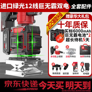 Delixi electric infrared level high-precision strong light thin line automatic leveling green light blue 12 line laser outdoor building outdoor green light 12 line big mac dual electric full set of accessories