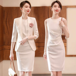 J-me autumn small suit female host jumpsuit formal skirt professional suit suit jacket beauty jewelry store work clothes 7-point small suit + white jumpsuit s