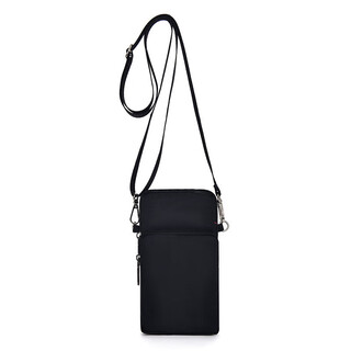 Cute and cute new large screen mobile phone bag women's shoulder crossbody bag coin purse oxford cloth bag wrist bag mom bag dancing arm bag large size (black)