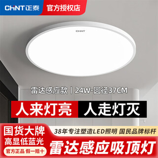 Chint human body sensor ceiling lamp intelligent light control lamp dust-proof, moisture-proof, mosquito-proof, corridor corridor garage lamp 24w white light 37cm diameter