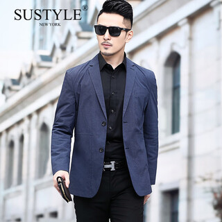 Sustyle luxury high-end brand high-end suit jacket men's 25 autumn trend young and middle-aged casual temperament small suit top blue l 175