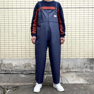 Fishing lang fishing lang 45 silk half-body suspender type waterproof split suspender rain pants breeding fishing men's pants single pants raincoat pants blue breeding overalls 2xl large size 170-175 height