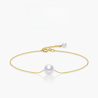 Caox/18k gold unique freshwater pearl bracelet, single bead pearl jewelry for women, gift for girlfriend, about 4-8mm/about 17cm