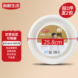 Fresh life disposable dinner plate food grade medium deep dish dinner plate camping tableware sugar cane pulp biodegradable large paper plate 20 pcs