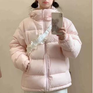 Liangqiu shiyu down jacket new jiaxing pinghu women's pink clothing short women's 2025 winter hooded loose bread jacket liangqiu pink s
