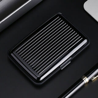 Tuzun portable anti-theft brush anti-degaussing metal card holder for men and women simple and compact shielded rfid card holder metallic card holder black metallic reflective flip cover