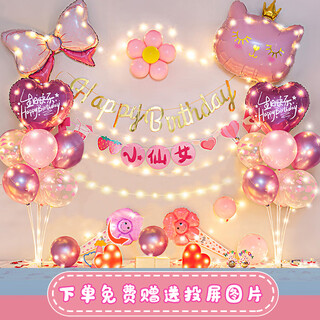 Duomeiyi birthday scene layout girl birthday balloons children props atmosphere decoration happy table floating dress pink package