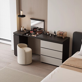 Solid wood chest of drawers and dresser integrated bedroom modern minimalist dressing table bedside storage cabinet dresser high-end desk flip model 1.6 meters dresser + stool direction notes delivery and installation included
