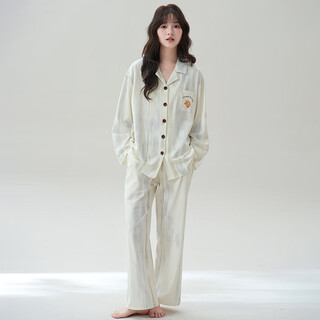Princess mark 2025 new female korean style home clothes can be worn outside couples pure cotton pajamas men's spring and autumn casual suit hz2917-couple female style l