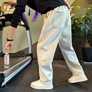 Kuraishi kazuki high-end trendy brand 2025 autumn and winter new straight loose sports casual versatile long pants scimitar sweatpants for men light gray 2xl