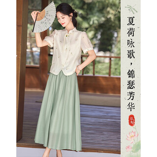 Lost time 2025 new summer stand-up collar button elegant new chinese design niche fashion suit 33 green s