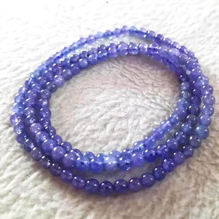 Chili natural tanzanite bracelet necklace raw stone bare stone tanzanite sapphire bracelet loose bead accessories no dyeing no baking color 3-3.5mm three circles