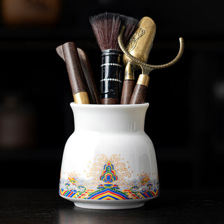 Tang feng tea ceremony six gentlemen set high-end light luxury kung fu tea set accessories white porcelain tea cylinder pot keeping pen tea clamp tea making tools white porcelain jiangya tea ceremony cylinder + ebony pinsheng accessories