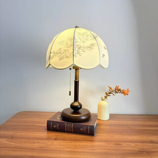 Yingtang crystal wall lamp wood color medieval style table lamp french retro wabi-sabi style decoration bedroom bedside table study room zipper-free button switch-warm light 7w