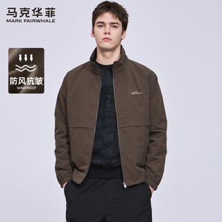 Mark huafei windproof and anti-wrinkle stand collar jacket men's 2025 autumn new trendy embroidered casual men's jacket 1541 brown 303 xl 180