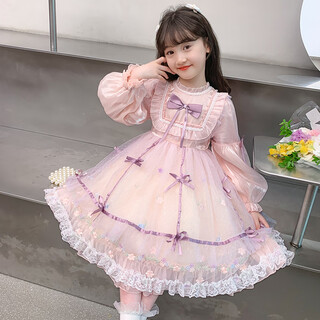 Nisha beier girls lolita princess dress autumn 2025 new style children's mesh dress girls pink 140