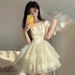 Henmeichu white french dress skirt for women summer 2025 new high-end small age-reducing pure desire dress short skirt bow jacquard fairy-like princess tutu skirt l recommended 80-115 jin jin equals 0.5 kg
