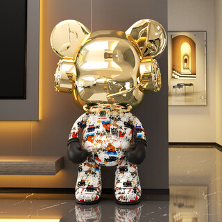 Supreme swan ding dong bear violent bear audio floor-standing decoration living room large light luxury crafts opening and moving housewarming gift painted gold bluetooth model (height 1.1m)