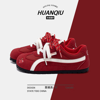 Global popular red moral training shoes for women 2025 new autumn and winter versatile lightweight niche design casual sports shoes