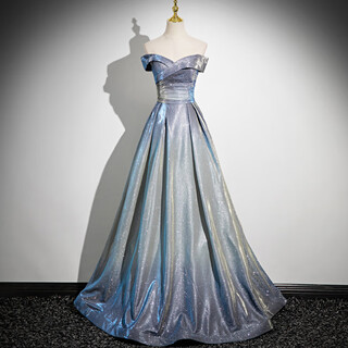 Wutuo light wedding dress starry sky gradient evening girl new host dignified atmosphere adult ceremony annual meeting light luxury niche voice wln24063 gradient starry sky color 2xl