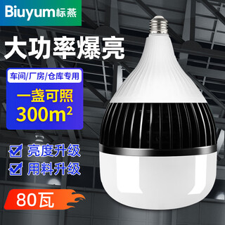 Biuyum led light bulb factory warehouse high power energy saving light bulb high brightness fin cooling light bulb e27 screw socket 80w white light 6000k