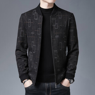 Gabbanie men's jacket spring and autumn 2025 new brand high-end middle-aged thickened loose casual jacket coffee color m 170