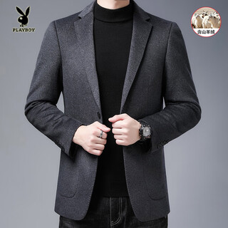 Playboy (playboy) 2025 wool suit men's autumn and winter simple suit business casual middle-aged small suit dad's wool jacket gray l 175/92a