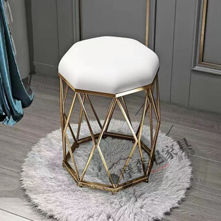 Jiyunmao light luxury makeup stool dressing stool modern manicure chair bird's nest home stool makeup stool simple off-white velvet gold legs basic reinforced model