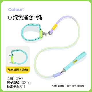Pipitao pet traction rope gradient color rope multi-functional dog walking rope cat walking rope explosion-proof cat and dog rope pet dog rope collar gradient swivel neck pull green traction rope 1cm rope diameter