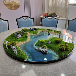 Dongluyu hotel hotel dining table flower vase bonsai round table turntable decoration crafts garden design decoration 70 ripples in the blue water