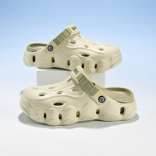 B.duck little yellow duck children's shoes children's hole shoes boys and girls parent-child outdoor sandals and slippers adult garden shoes 5998 military green 42