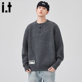 Chocoolate it henry collar sweater men's 2025 autumn and winter loose casual tops dark gray xl recommended 130jin jin equals 0.5kg -150jin jin equals 0.5kg