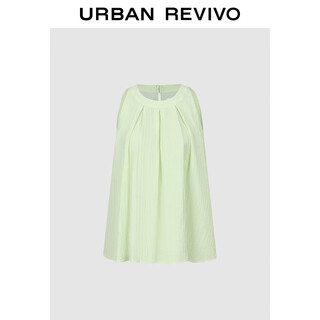 Ur2025 new autumn women's clothing simple casual pleated texture sleeveless blouse shirt uyb250005 light green xs