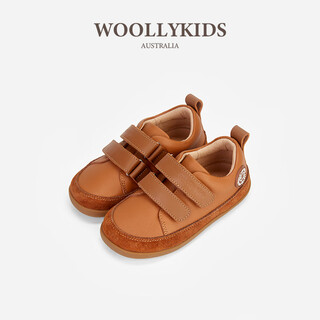 Lamb wally woollykids lamb wally australian genuine leather boys and girls velcro non-slip retro children's comfortable casual shoes latte brown size 29 suitable for feet length 17.1-17.5cm