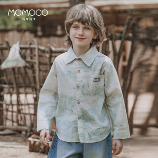 Mami maka (momoco) children's clothing boys' shirts 2025 autumn trendy fashionable fashionable shirts for children and middle-aged children 011 green 105