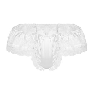 Large size bow transvestite panties men's low waist thong lace sexy women's gangster sexy t white m