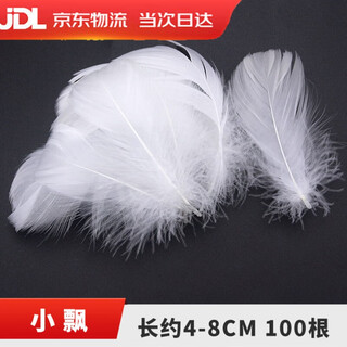 Haofanjie feather white decoration props ornaments children's handmade diy material colorful feather pointed down down imitation goose feather small floats about 4-8cm long 100 pieces