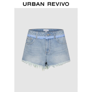 Ur2025 autumn new women's casual contrast color lace decorated denim shorts uyy850192