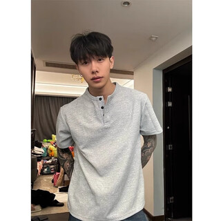 Yingtang men's short-sleeved t-shirt men's loose casual summer men's henley shirt half-sleeved bottoming shirt top half 2xl