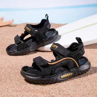 Snoopy snoopy children's shoes children's sandals summer boys outdoor beach shoes girls open toe shoes 3829 black gold 30