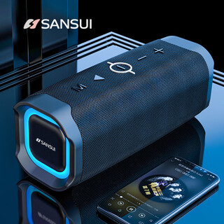 山水（SANSUI） 无线蓝牙音箱低音炮氛围灯高音质家用立体环绕户外便携式桌面迷你小音响插卡小钢炮音乐播放器 T6炫酷黑蓝牙5.0+重低音+炫彩灯