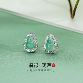Jianlu natural jade silver earrings for women, high-grade jade earrings, jewelry, mother's birthday gift for wife and mother
