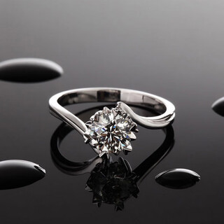 Kzd old phoenix pure silver 9999 simulated snowflake diamond ring six claws sterling silver ring women's moissanite high carbon diamond engagement engraving 60 points diamond old fengxiang same style closed no. 16 ((inner ring synchronous counter engraving)