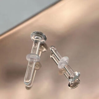 Fat donglai's same lead-free glass earrings and lip nails, transparent for students and office workers, 1.2mm thick rod, thick needle, rod thick 1.2mm, length 12mm